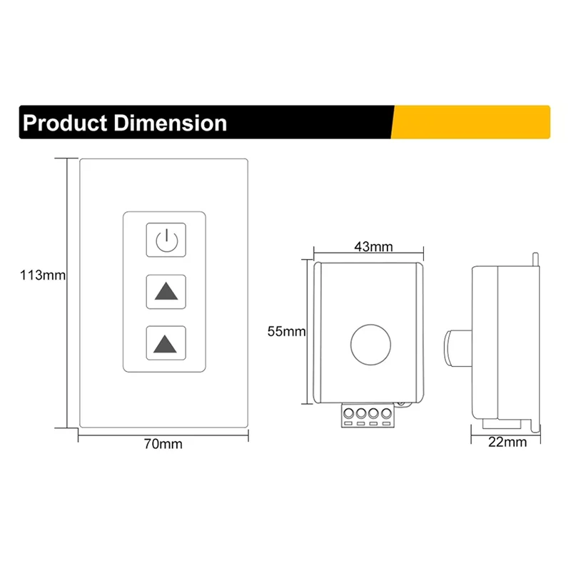 Wireless LED Strip Dimmer com toque remoto, única cor, U1, DC12V-24V 10A