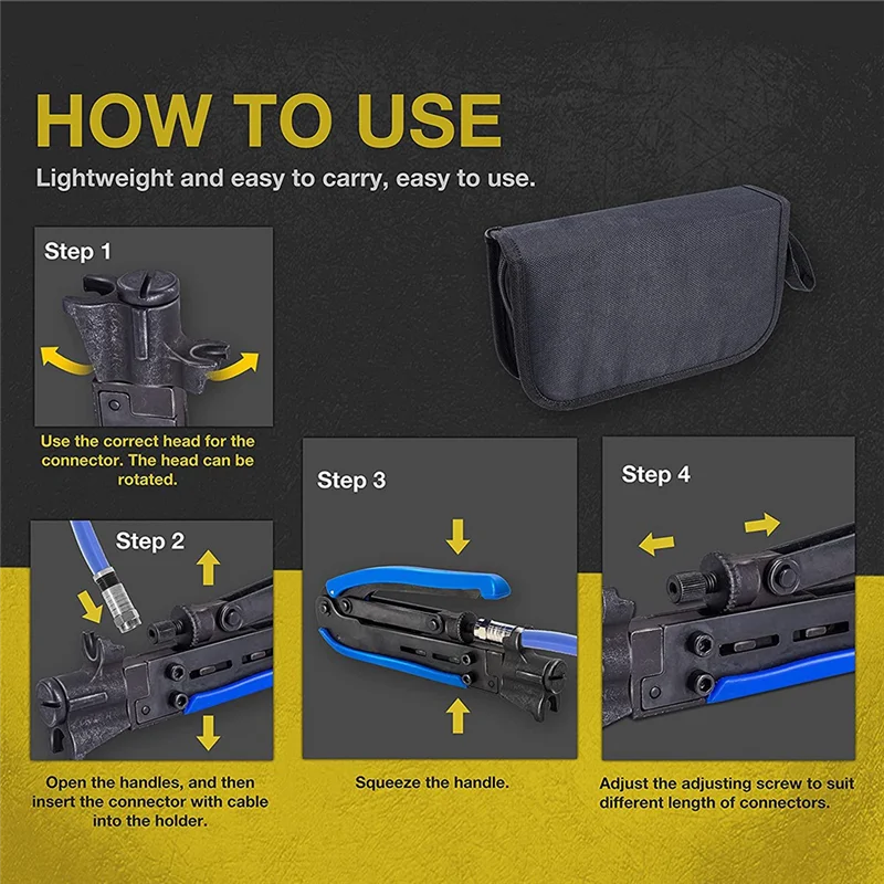 동축 압축 도구 키트, 동축 크림퍼 및 Rg6 크림핑 도구, 20 PCs F 압축 커넥터 포함, 지금 유행
