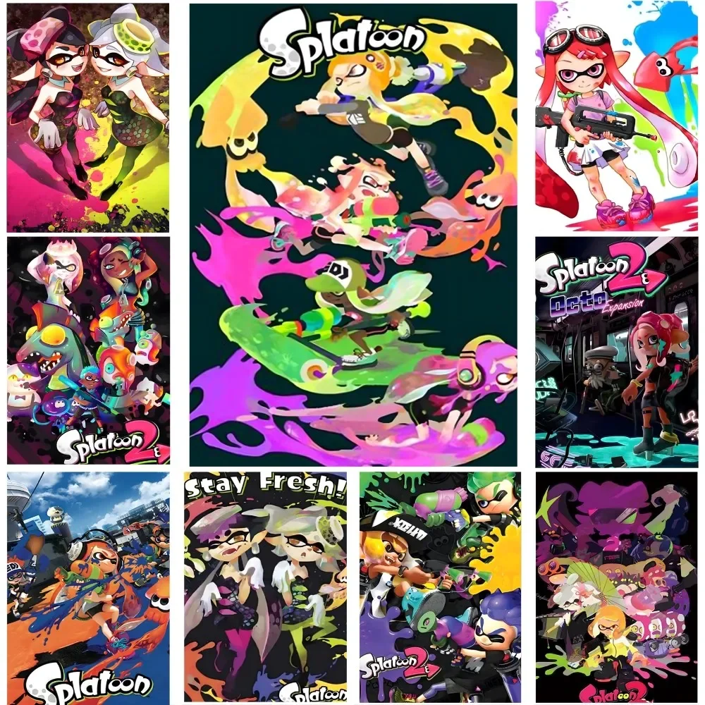 S-Splatoon 3 Video Game Splatoon Poster Paper Print Home Living Room Entrance Bar Restaurant Cafe Art Painting Decoration