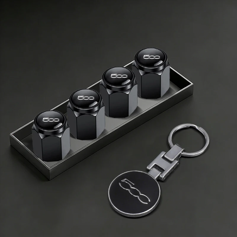 Tapas de válvula de rueda de coche, llavero metálico para coche, accesorios para FIAT 500 Abarth Punto Tipo Panda Ducato Stilo Fiori