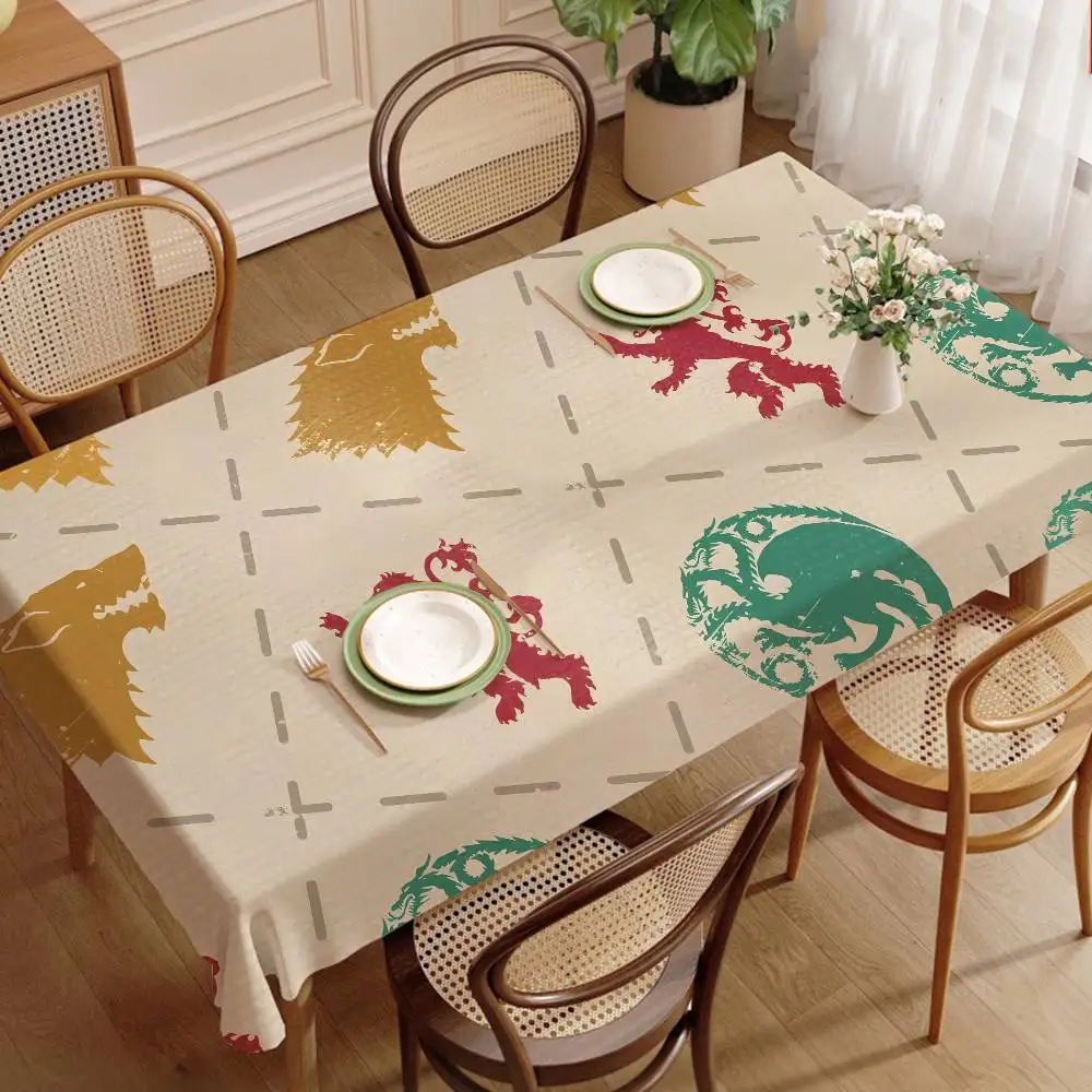 G-Game O-Thrones Series Rectangle Waterproof Tablecloth Party Decor Farmhouse Kitchen Dining Table Cloth Wedding Decorations