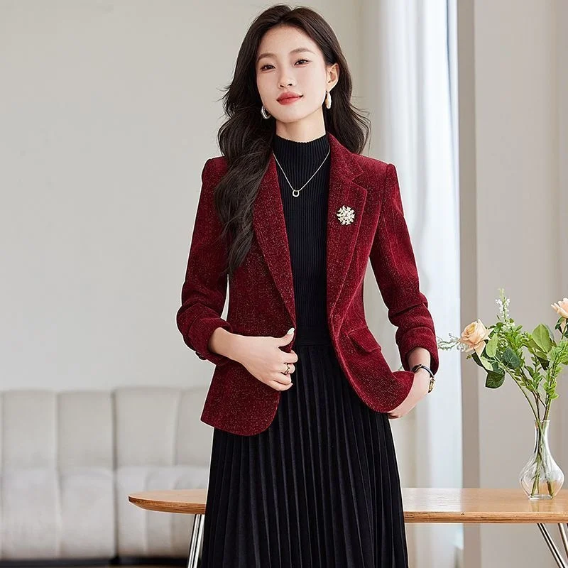 Women's Short Suit Jacket - Retro Spring/Autumn Design, Versatile for Commuting & Professional Office Wear, Smart Casual Blazer