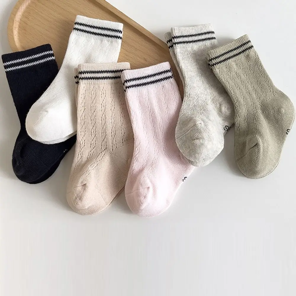 

New Breathable Socks Cotton Solid Color Stockings Spring and Summer Thin Short Socks for Children