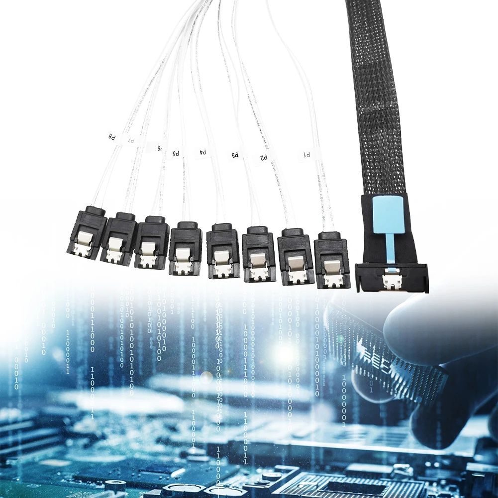 

Кабель 0,5 м Серверный кабель для преобразования жесткого диска PCIe5.0 Slimline SAS MCIO 8I–8*SATA Шнур SAS MCIO 8I 74P к 8*SATA 7P Шнур