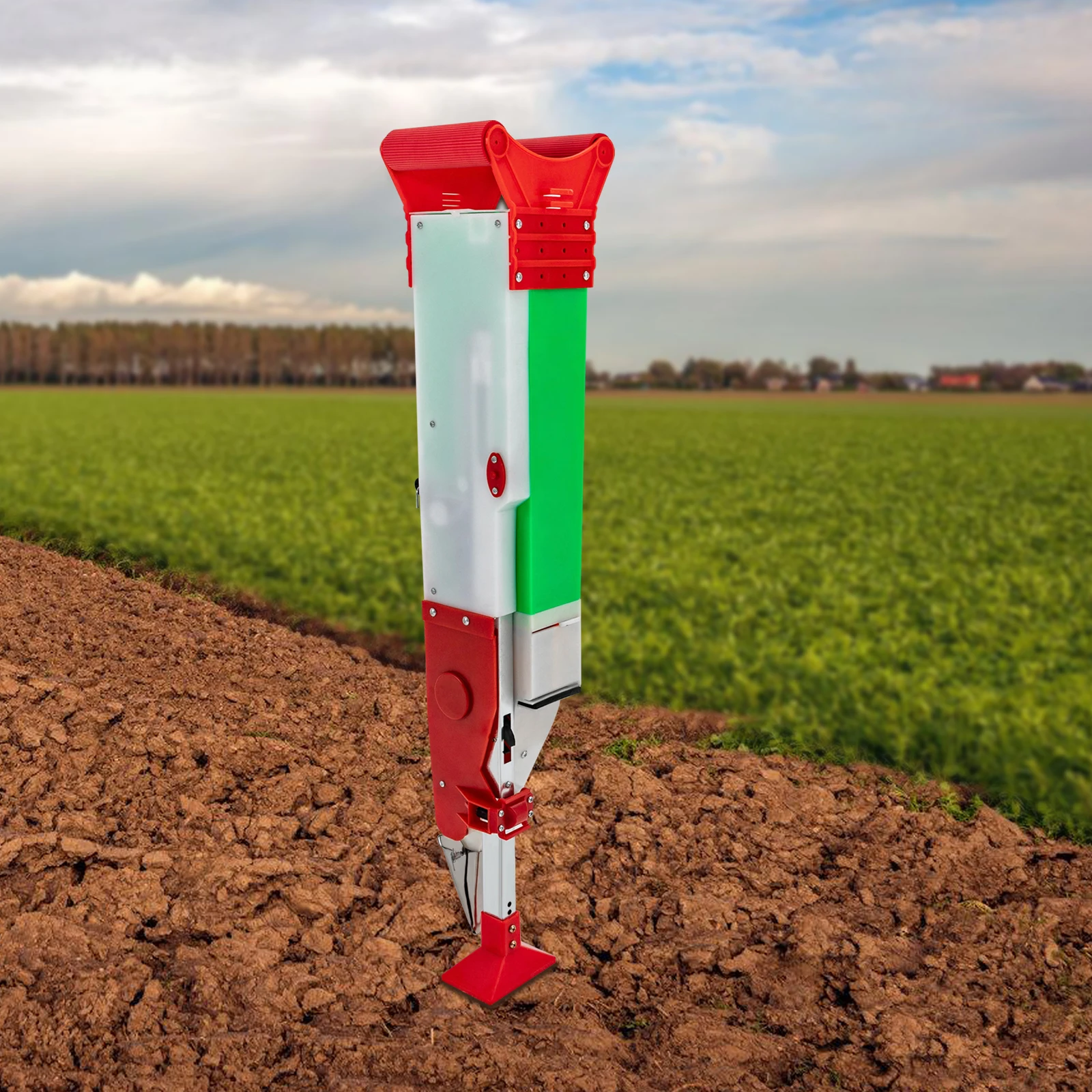 Semeadora manual de tubo único - Ferramenta de plantador de jardim de altura e profundidade ajustáveis - Conjunto de plantio de solo para legumes/flores