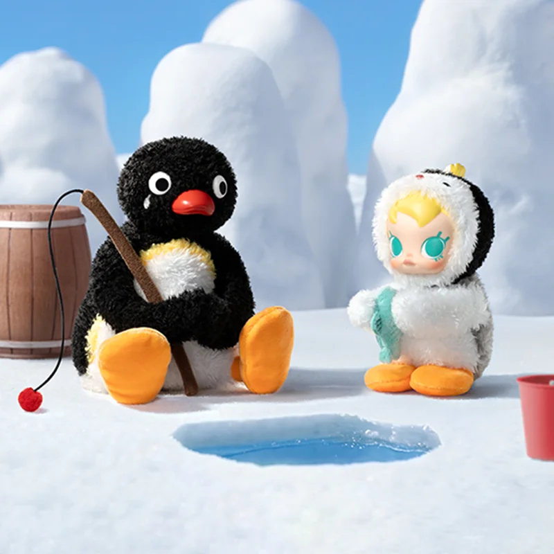 Figuras de acción de caja ciega de la serie Baby Molly × Pingu Happy Fishing, colgante de muñeca de vinilo, modelo de muñeca bonita, juguetes, regalo sorpresa