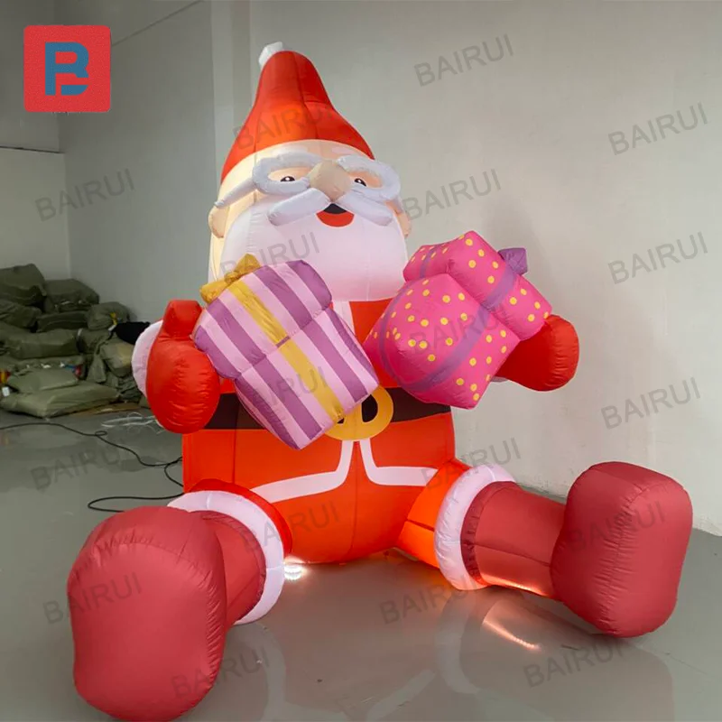 2025 Christmas inflatable santa claus double gift box red clothes old man festive cartoon man new year home courtyard decoration