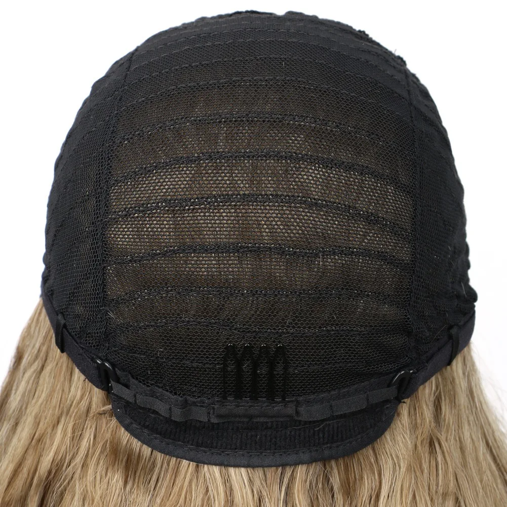 4/27 Evidenziare Parrucca Sintetica Del Merletto Parte U Onda Oceano Ombre Bionda Parrucca Sintetica Dei Capelli per Le Donne Marrone Bionda Ondulata Parrucca Dell'onda Del Corpo