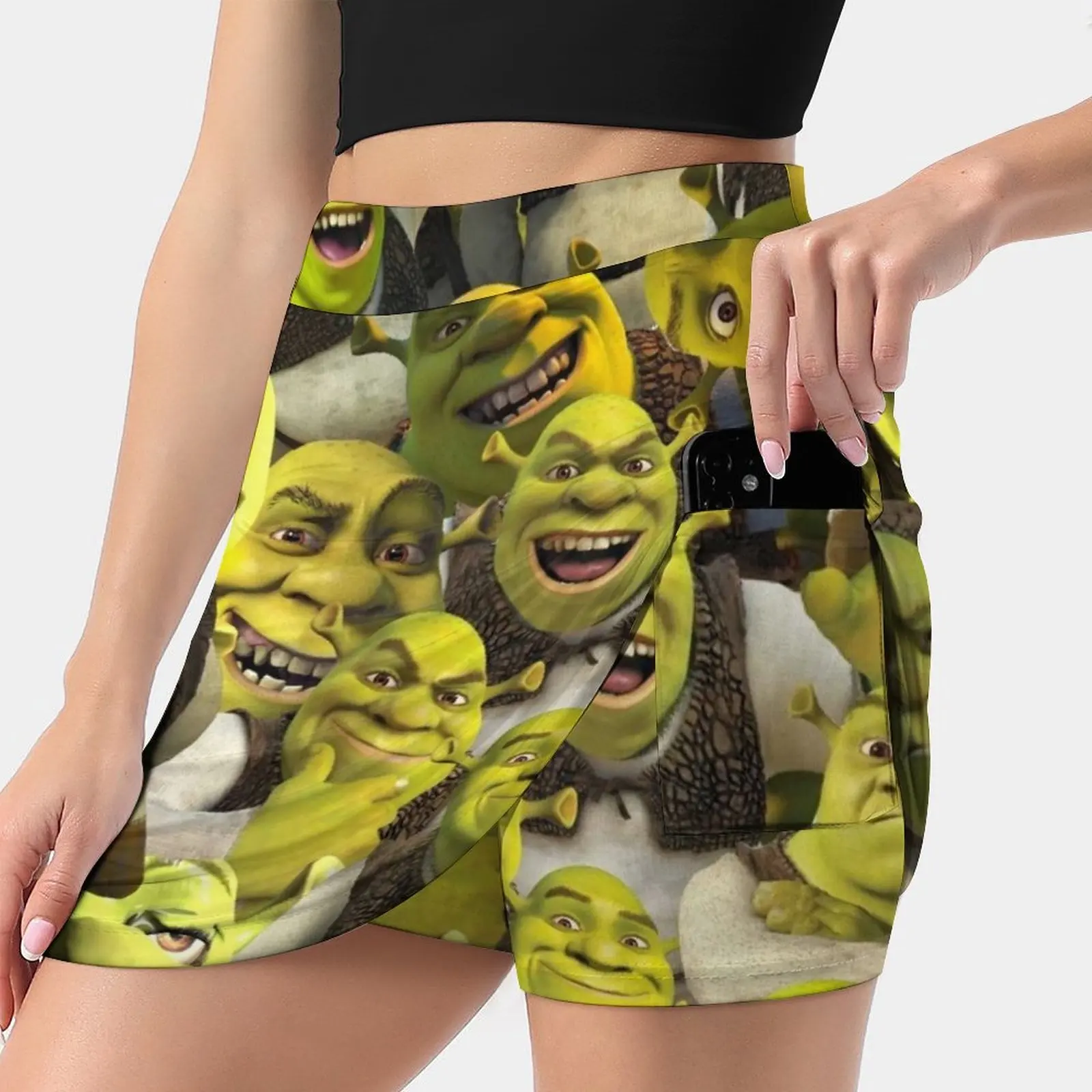 

Shrek Collage Women's skirt With Hide Pocket Tennis Skirt Golf Skirts Badminton Skirts Running skirts Shrek Collage Life Love