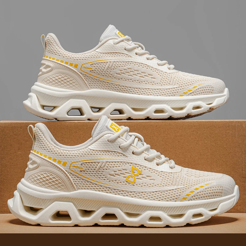 

Thick soled height increasing casual sports shoes with gradient midsole shock absorption technology, breathable mesh surface, no