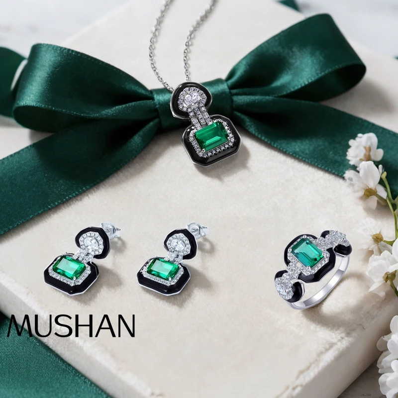 

MuShan Jewelry 925 Sterling Silver Necklace Lab Grown Ruby Round Wedding Party for Women 18K Gold Plated Anniversary Necklace