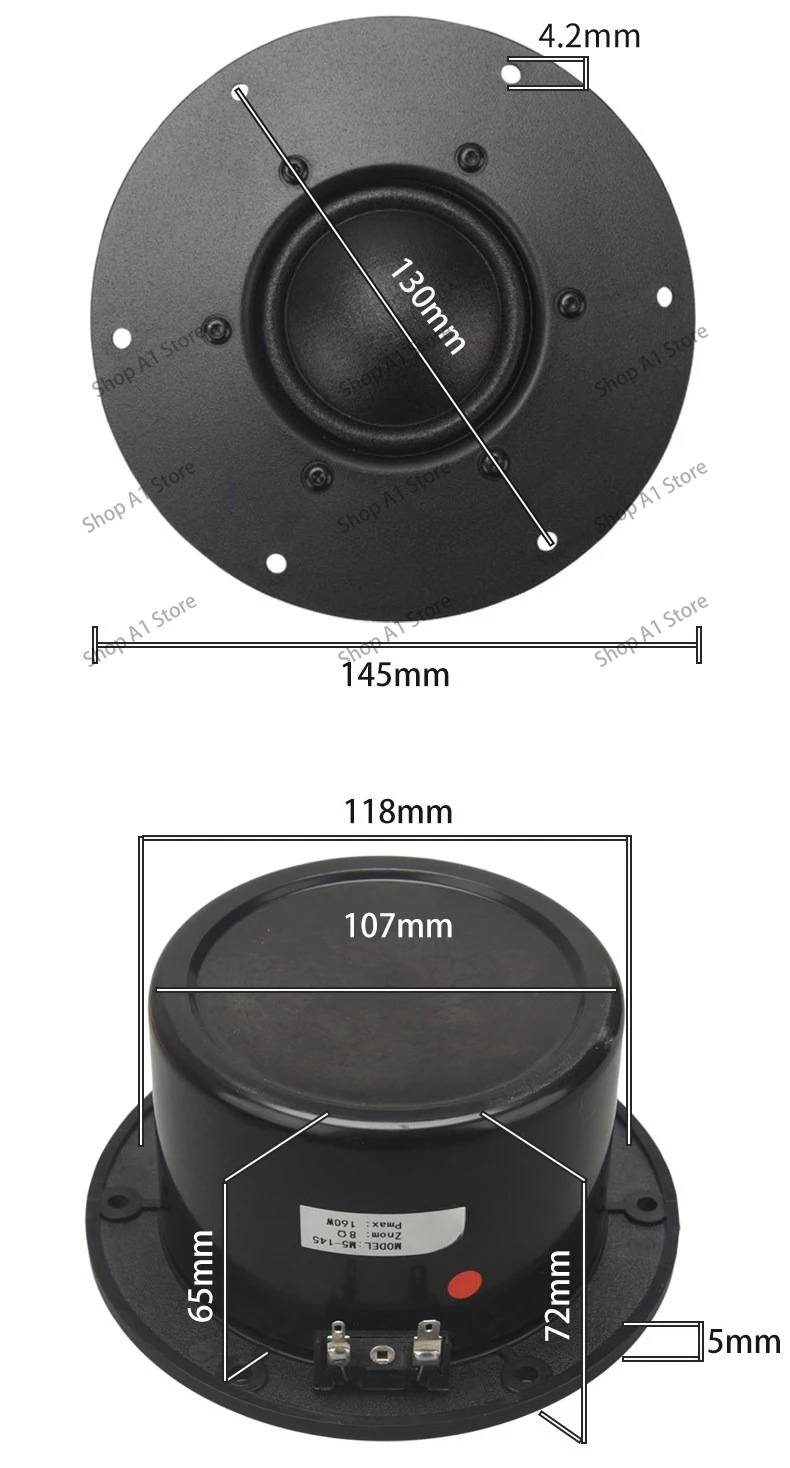 Fever audio 5.5 inch 5 inch 50 core spherical top silk film, pure midrange speaker speaker unit M5-145
