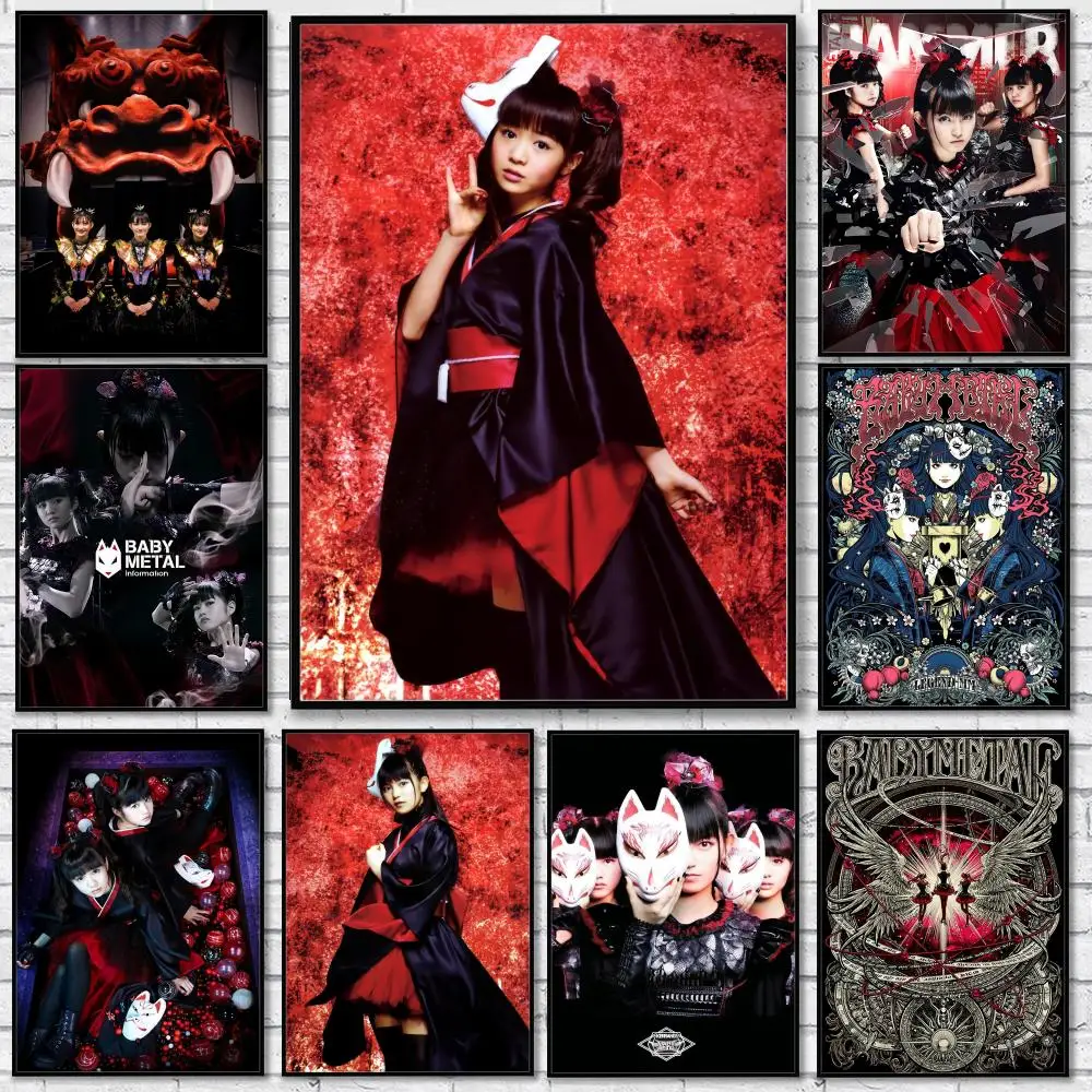 Babymetal Pop Group Music Star Poster Waterproof HD Wall Sticker Self-Adhesive Art Poster Fade Resistant Home Room Decor