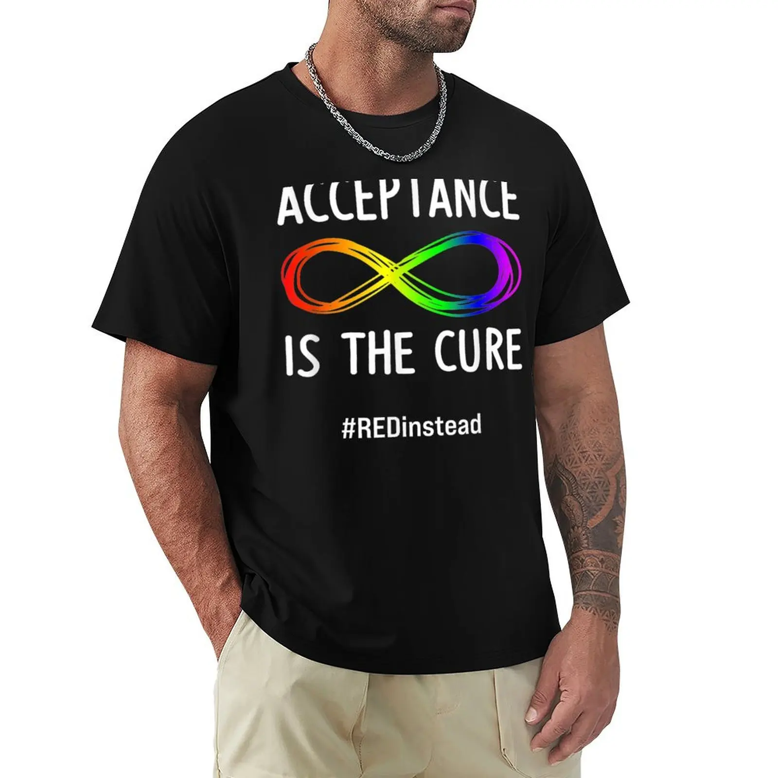 Wear Red Instead Autism-Acceptance Shirt In April 2021 T-Shirt Plus Size Street Style Tee