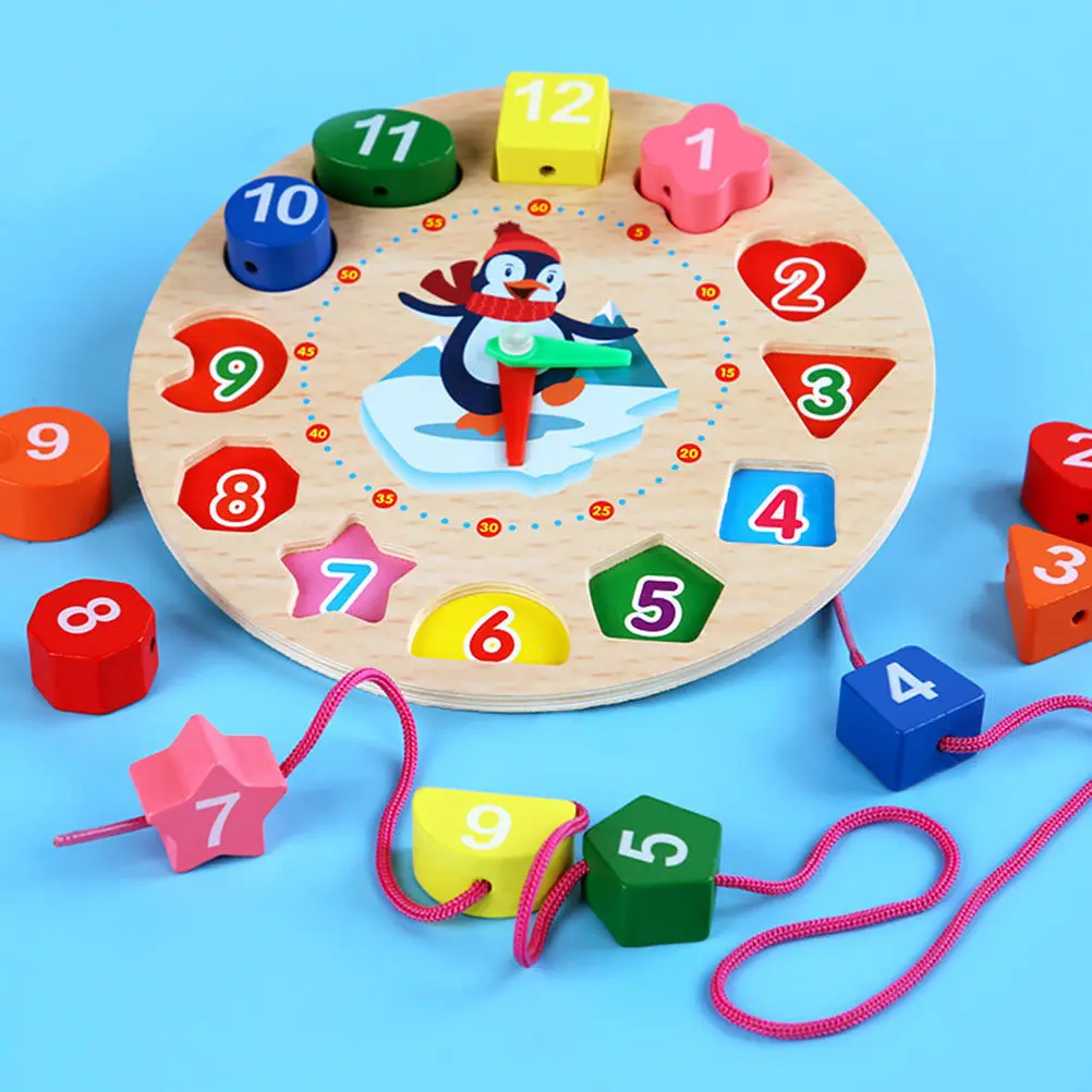 

1Set Children's Wooden Clock Shape Matching Educational Block Cognitive Learning Early Education Activity Development