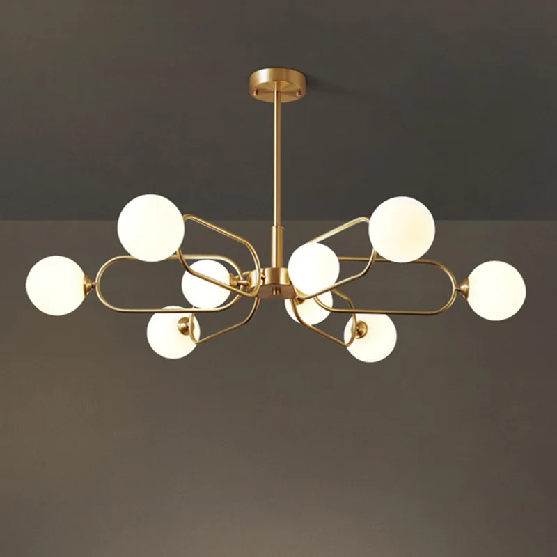 

Modern Nordic Copper Design LED Chandelier For Living Room Bedroom Dining Room Kitchen Ceiling Pendant Lamp Glass Ball G9 Light