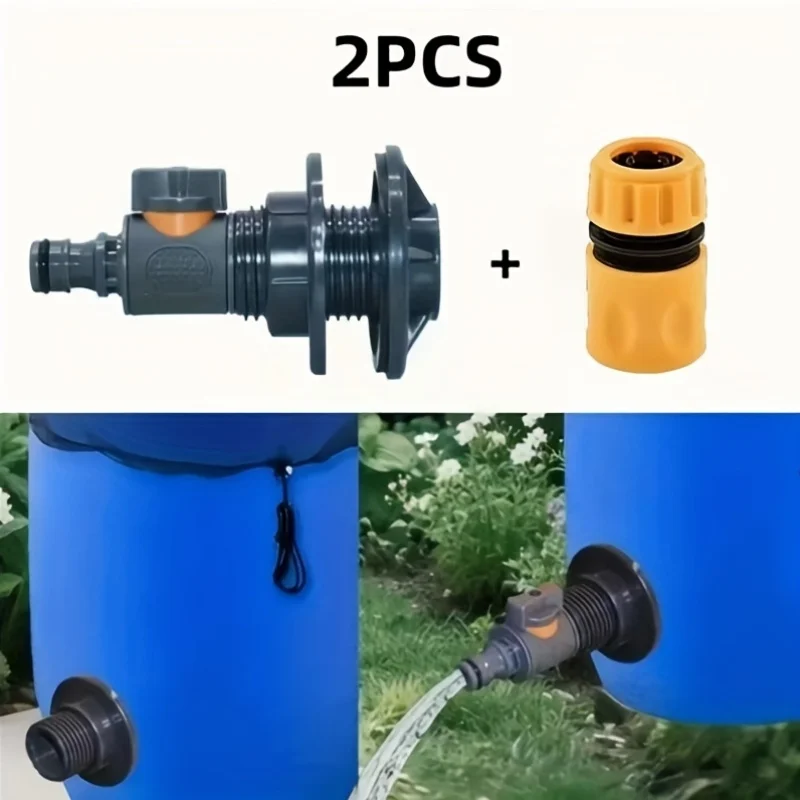 PVC/IBC Water Barrel Adapter, Durable Water Tank Adapter with Valve, Quick Installation Rainwater Collection Connector Kit