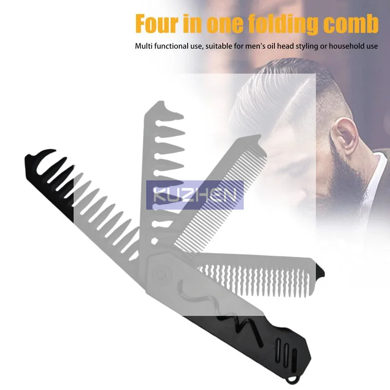 

Barber Hair Clipper Folding Combs Multifuncional Plastic Wide Tooth Oil Head Comb Beard Combing Three/Four In One Styling Tools