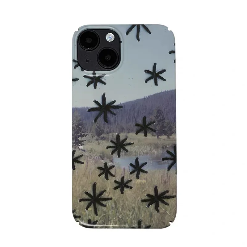 

Ins Black Stars By The Lake Phone Case for IPHONE 17 Air 16E 15 PROMAX 14 Plus 13 12 MINI 11 PRO 16Plus XR Acrylic Phone Cover