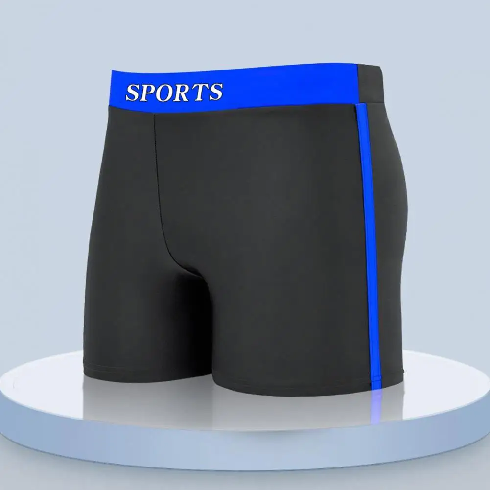 Male Letter Print Swimming Pool Trunks Inner Drawstring Mid-rise Plus Size Men Patchwork Color Slim Fit Swim Shorts Beachwear