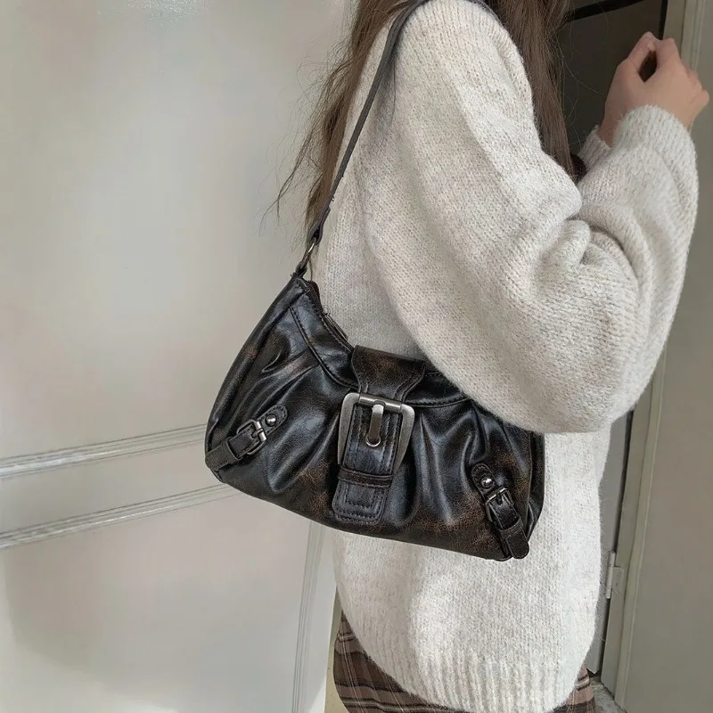 y2k-パンク-バイカー-ヴィンテージ-トートバッグ-レディース-デザイナー-高級バッグ-ダメージ加工-フレンチシック風-ハンドバッグ-ショルダーバッグ-クロスボディバッグ