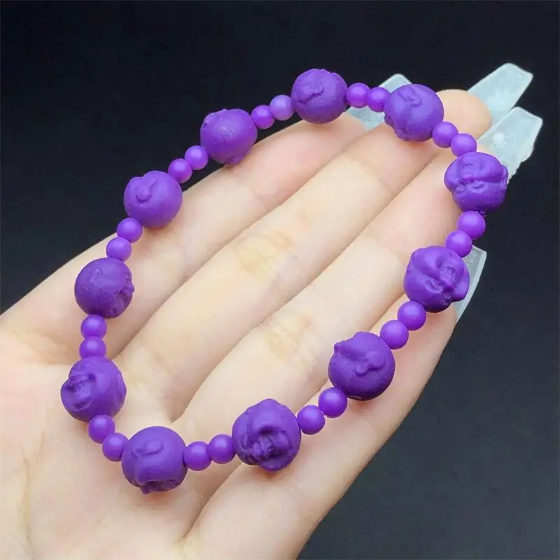 9MM Natural Purple Mica Buddha Bead Bracelet Charms Handmade Fortune Energy Mineral Woman Amulet Jewelry Gift 1PCS