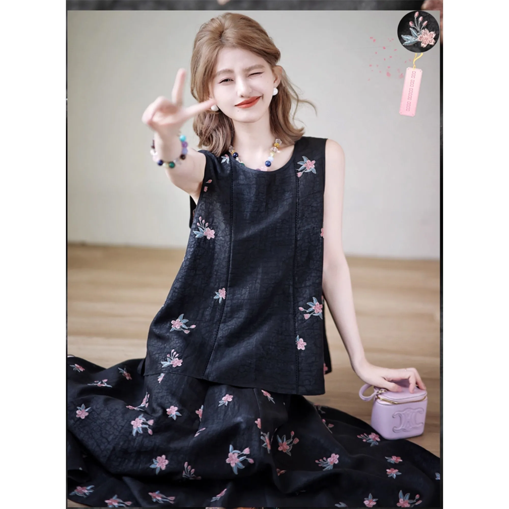 

Оригинальная серия Zhaodaxi: Набор женских изделий из 100% шелка с вышивкой в стиле Yangyun, вдохновленный нематериальным культурным наследием...