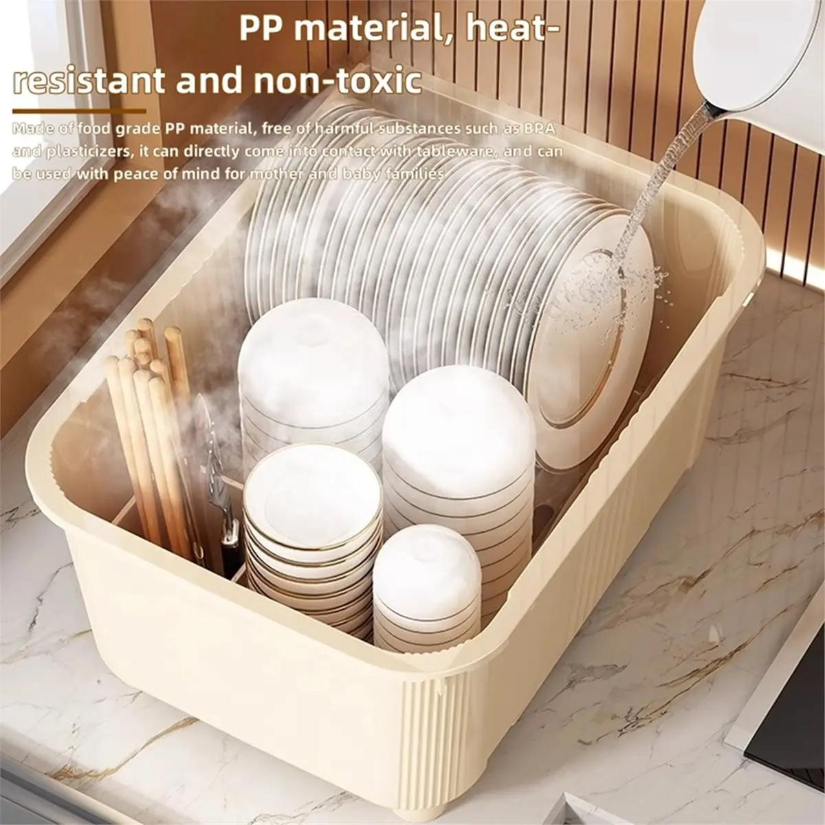 

Large Capacity Kitchen Bowl Storage Organizer Dish Shelf Dustproof Drainage Storage Box Draining Dish Dryer Kitchen B