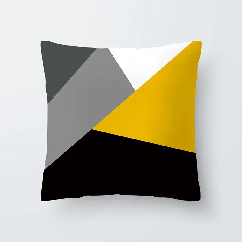 New Nordic Geometric Yellow Pillowcase Decor Cushion Sofa DIY Printed Pillow Chair Car Cushion Christmas Home Decoration