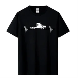 Truck Driver Heartbeat Love T Shirt Guys Arrival Simple Camisetas Casual T-Shirt Men Short Sleeve Club Dad Top Truck Driver