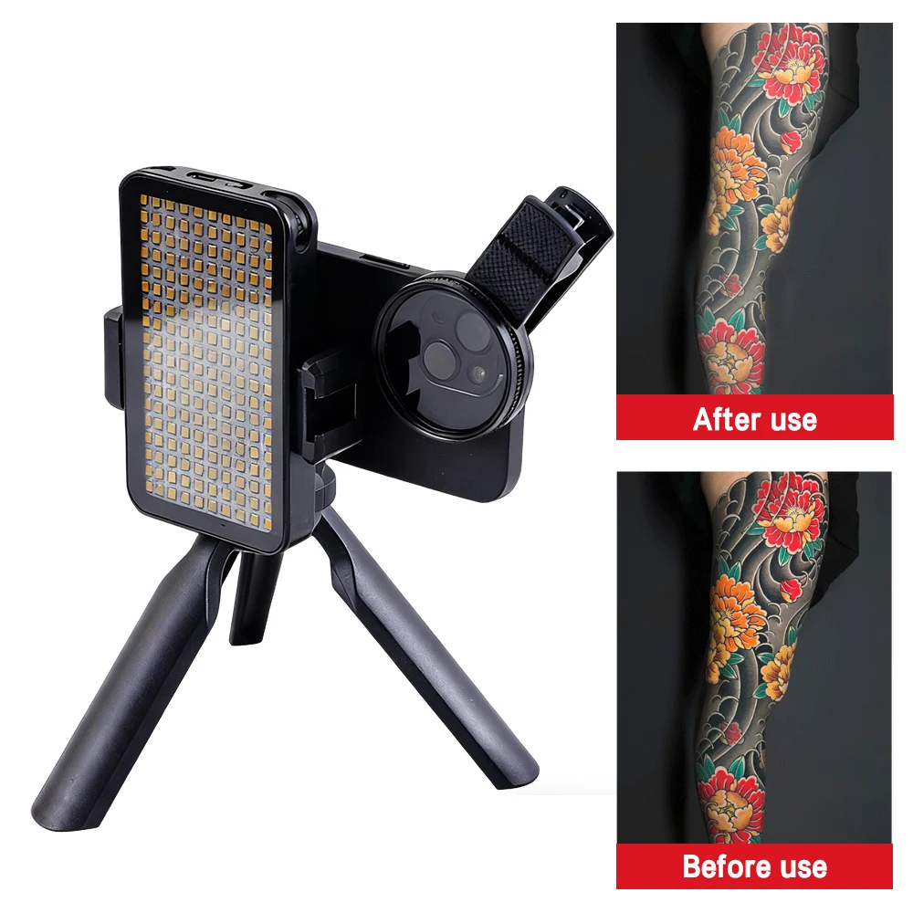

3100mAh Tattoo Reduction Reflection Fill Light For Cellphone Lens Circular Polarizing Filter Compatible Any Phone