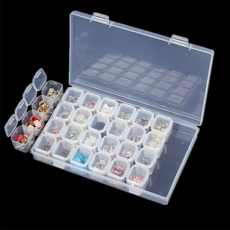 28 Grids Diamond Embroidery Storage Box Bins Medicine Diamond Painting Accessory Boxes Case Cross Stitch Tools Organizer