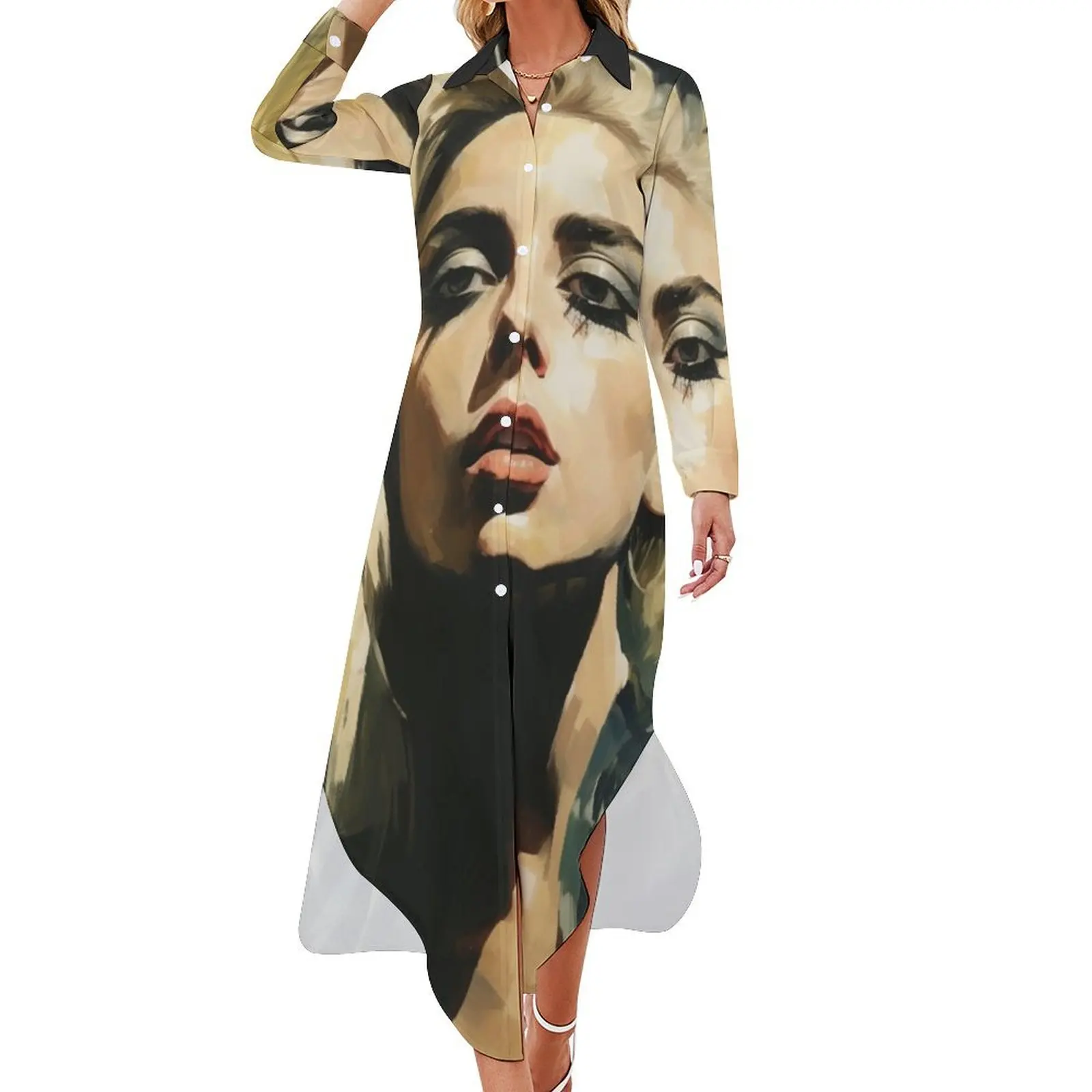 

Singer Lady Gaga Long Sleeved Shirt Dress Summer skirt long dress women summer dresses for womens 2024