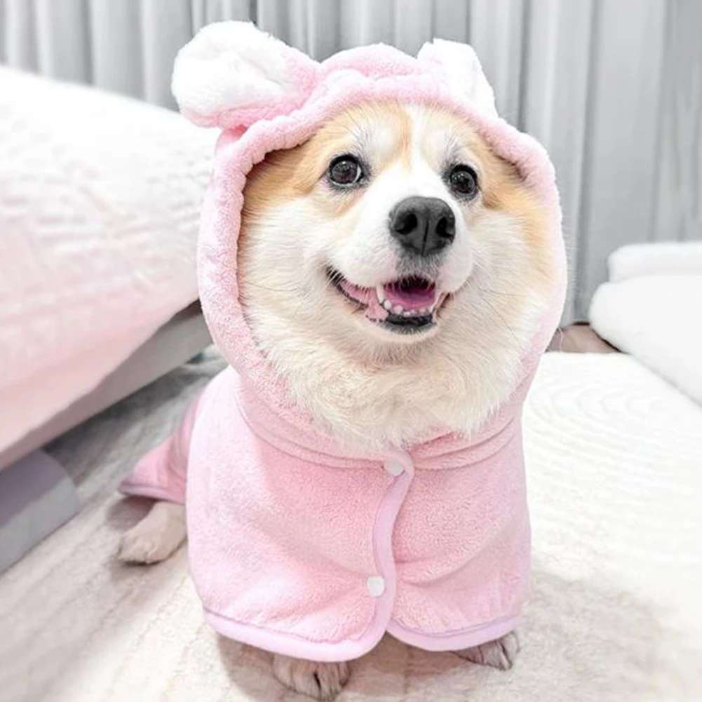 Bathrobe For Dogs Thickened Quick-Drying Soft Dog Cat Bath Robe Towel After Absorbent Dog Towels Bath Robe For Cats Small Medium