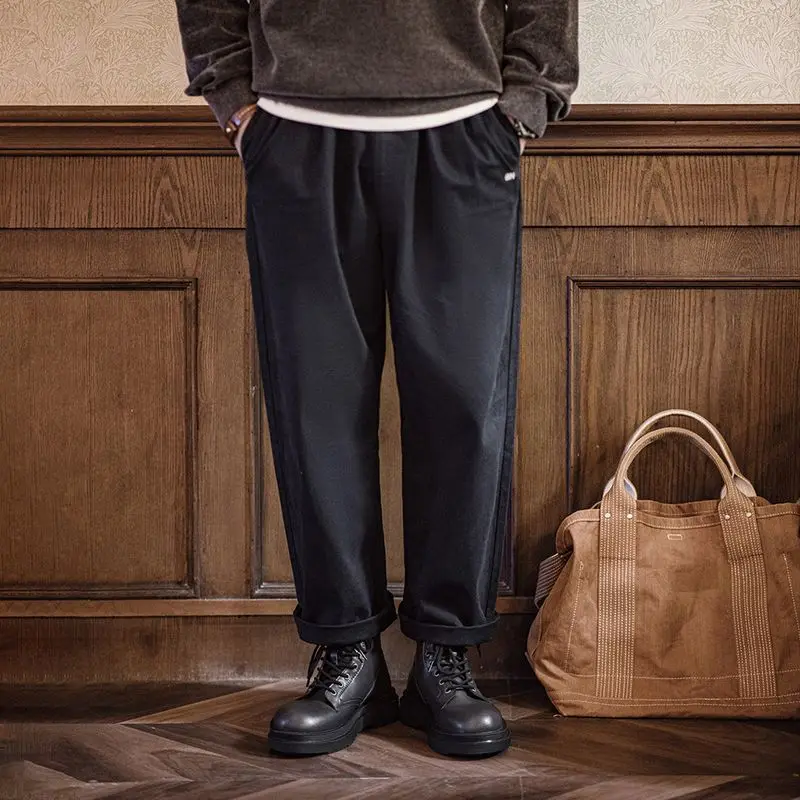 Maden masculino retro estilo britânico preto botas de sola grossa versátil meados de bezerro botas de trabalho dedo do pé redondo sapatos de couro casuais para o outono