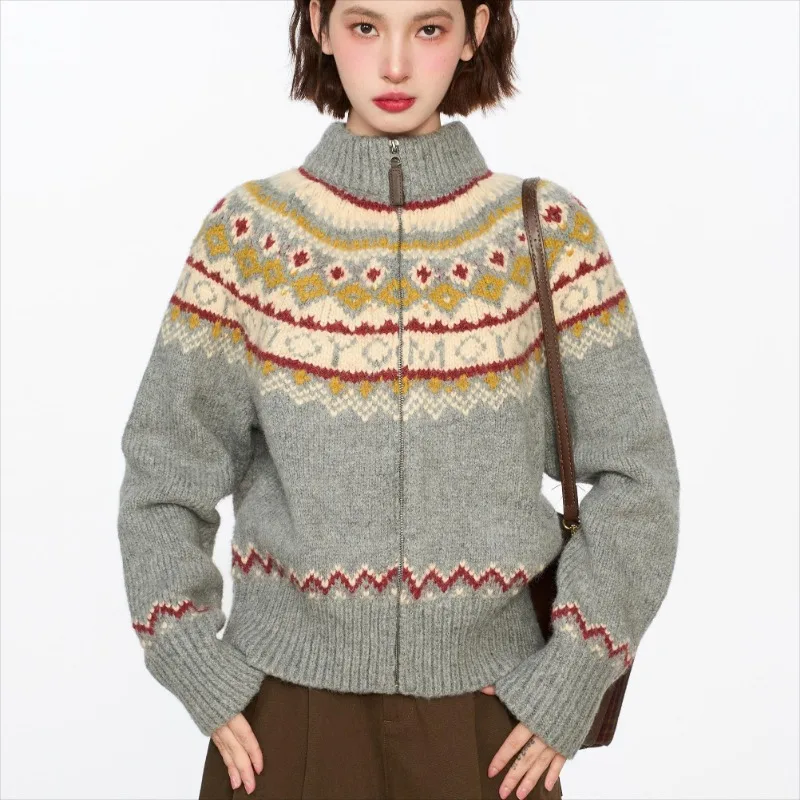 Cardigans Women Fashion Ins Stand Collar Knitted New Trendy Korean Style Warm Autumn Winter All-match Zipper Chic Tops Ulzzang