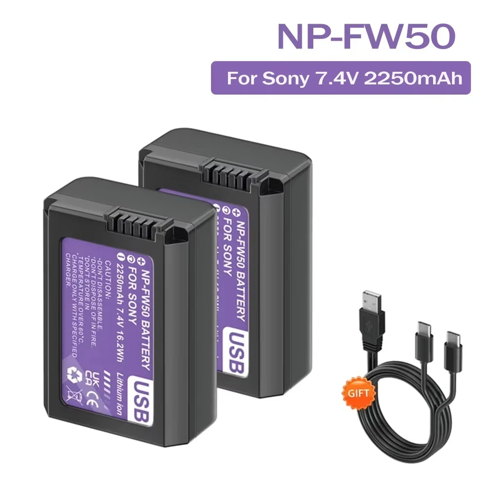 PALO NP-FW50 NP FW50 Akku mit Typ-C Ladeeingang für Sony Alpha A6500 A6300 A6000 A5000 A3000 NEX-3 A7 A7M2 A7R 7SM2 7M2