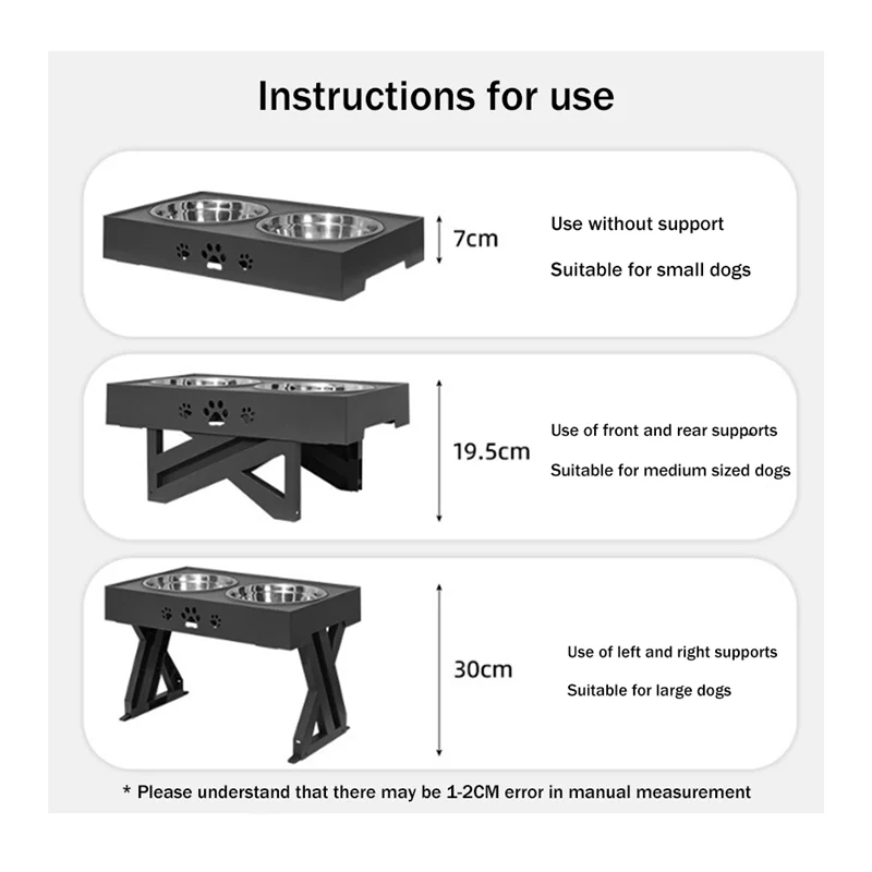 

A89X Dogs Double Bowls With Stand Adjustable Height Pet Feeding Dish Bowl Dog Elevated Food Water Feeders Cat Lift Table
