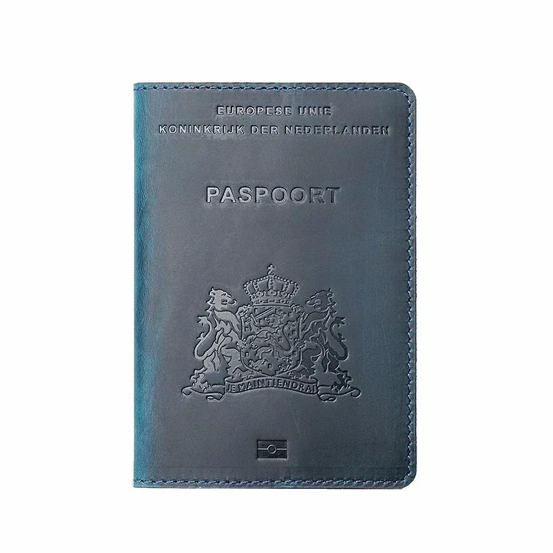 Netherlands Genuine Leather Passport Cover Real Leather Card Holder Business Bilingual Travel Wallet
