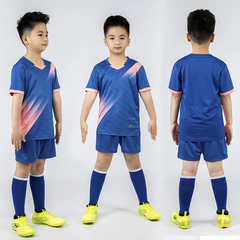 Customized LOGO High Quality Kids Soccer Uniforms Children Football Team Jersey Kids Short Set Youth Training Sports Wear