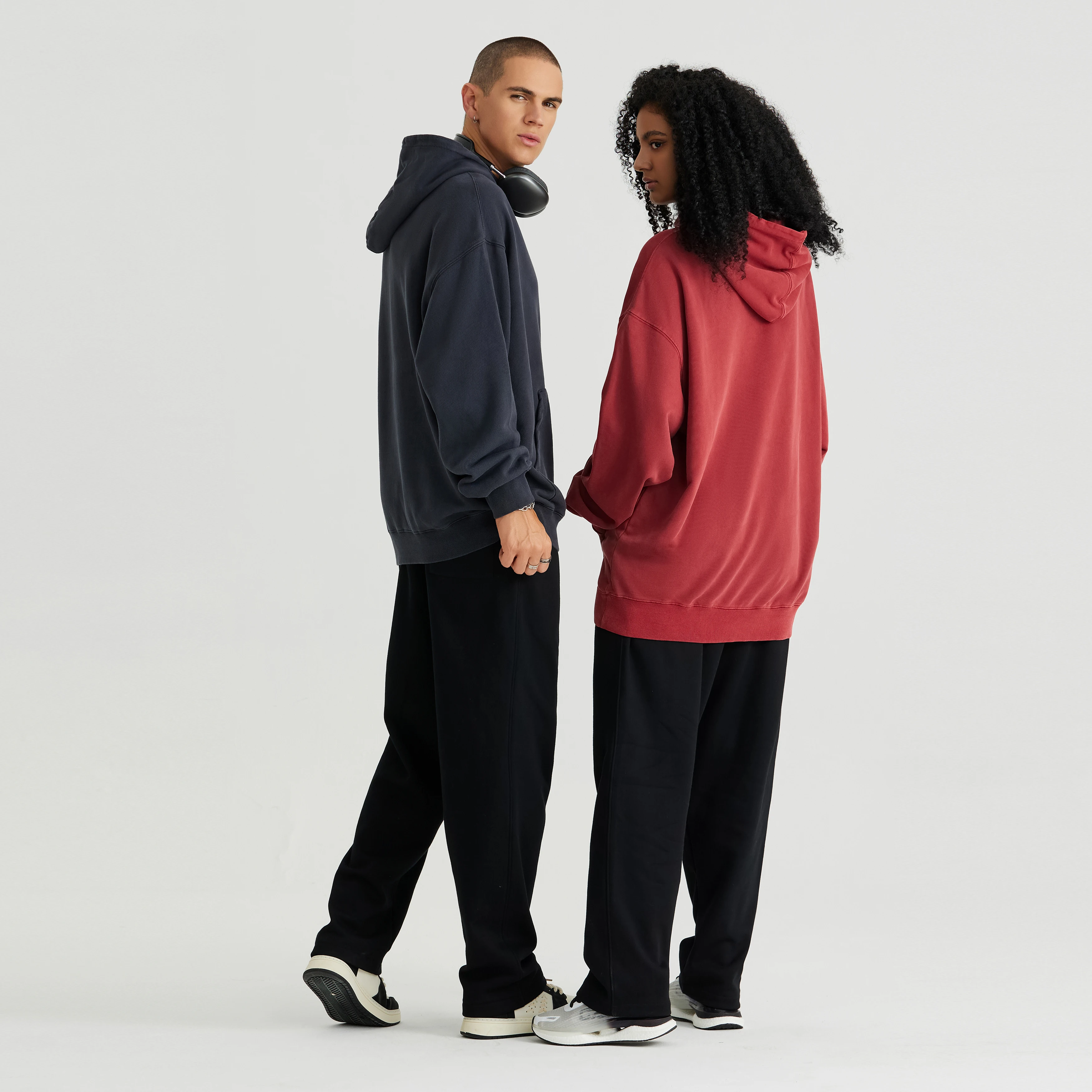 420g Oversized Mens 100% Cotton Thicker Hooded Hoodies Winter Casual Acid Washed Pullover High Street Plain Loose Fit Batik Tops