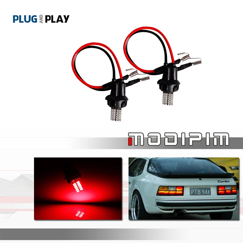 Red LED Add-On Tail Light w/ Bulb Holders Mod For 1977-1988 Porsche 924, For 1982-1991 Porsche 944, For 1986-1991 Porsche 951