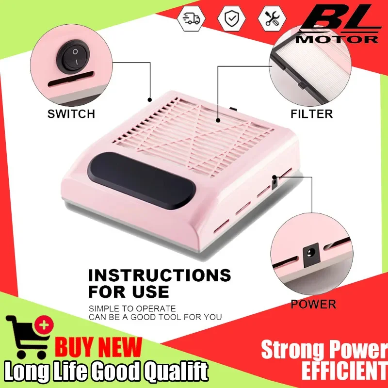 

Мощный пылесборник для маникюра с фильтром, вытяжка для ногтей, вентилятор, инструменты для маникюра