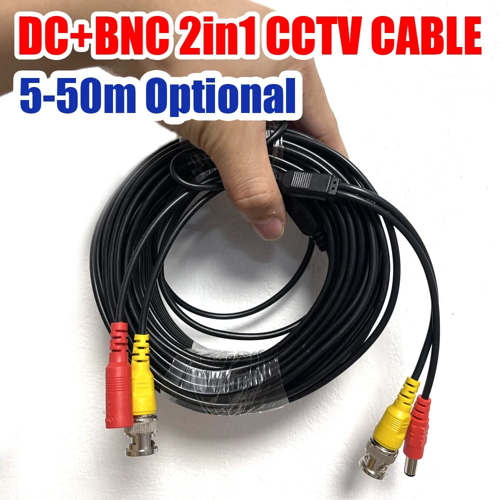 5m 10m 15m 20m 25m 30m 50m ALL Copper BNC+DC 2in1 Surveillance CCTV CAMERA Cables Video+Power HD AHD Security Wire Extended Line