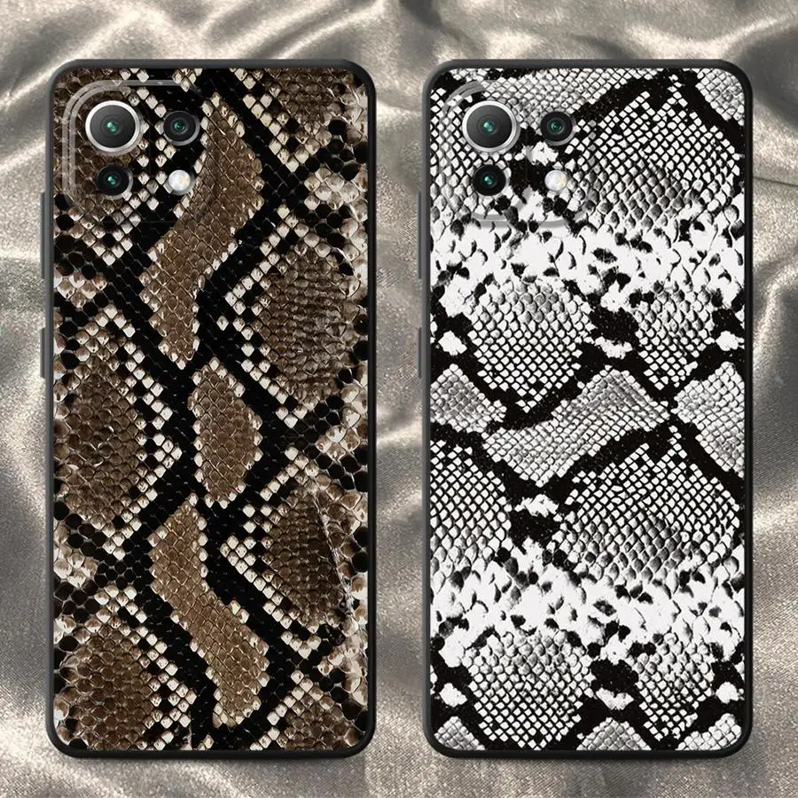 

Soft Funda Back Phone Cover Case for Xiaomi Mi 11 12 Lite 13 10T 11T 12T Pro Snake Skin Pattern