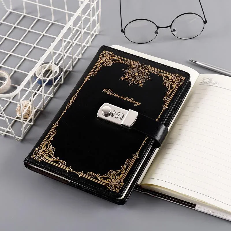 A5 Creative Password Book Stationery Personal Diary Vintage Notebook with Lock School Office Supplies Writing Pads and Journals