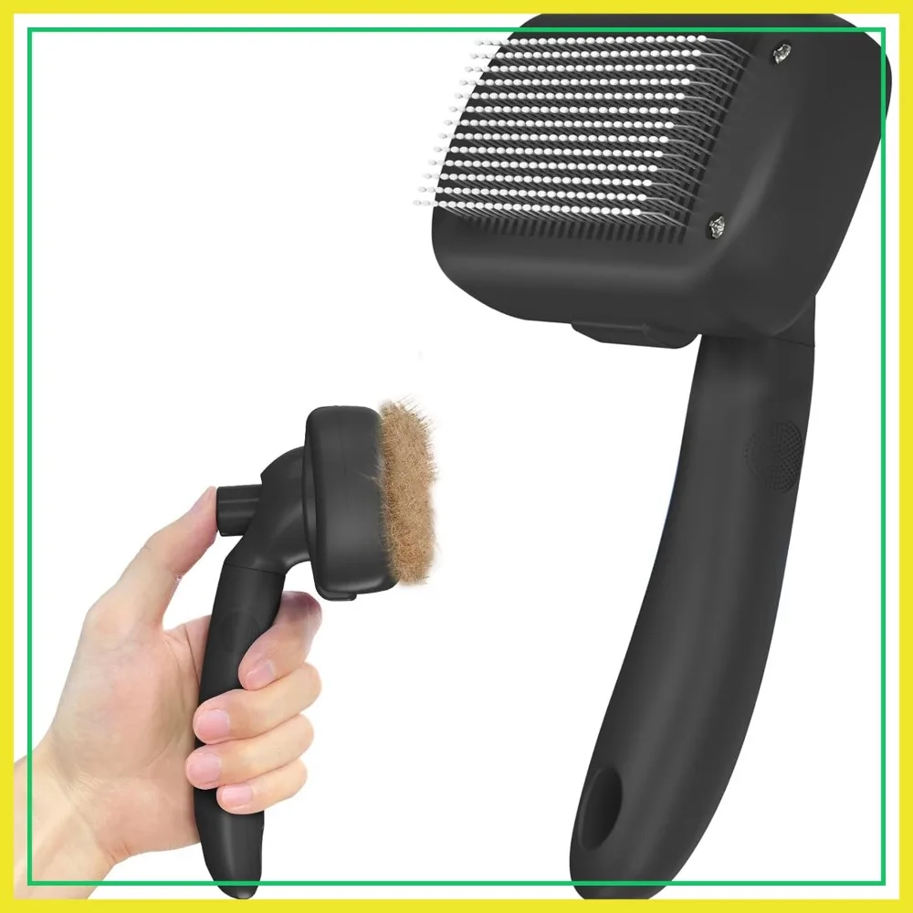 

Self Cleaning Shedding Brush - Skin Friendly Deshedding Tool for Dogs, Cats, Long & Short Hair Pets, Black