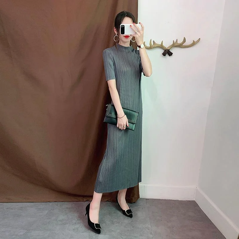 Chique emagrecimento plissado midi dr tamanho grande saia de camada base feminina primavera verão casual faion japonês sle saia de fadas