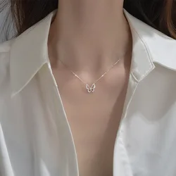 REETI 925 Silver Sterling Butterfly Necklace For Women Clavicle Chain Woman Jewelry Birthday Gift Accessories