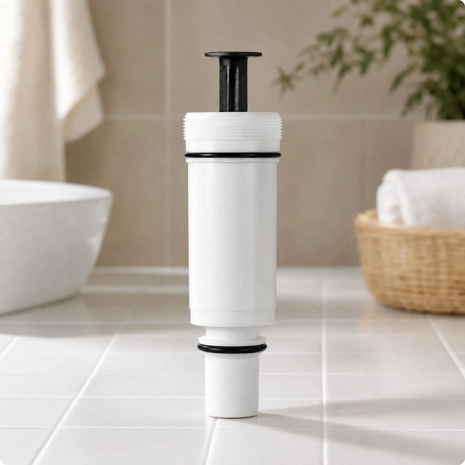Toilet Repair Kit Flush Valve with Push Button for Water Release and Long Seal Plastic Replacement